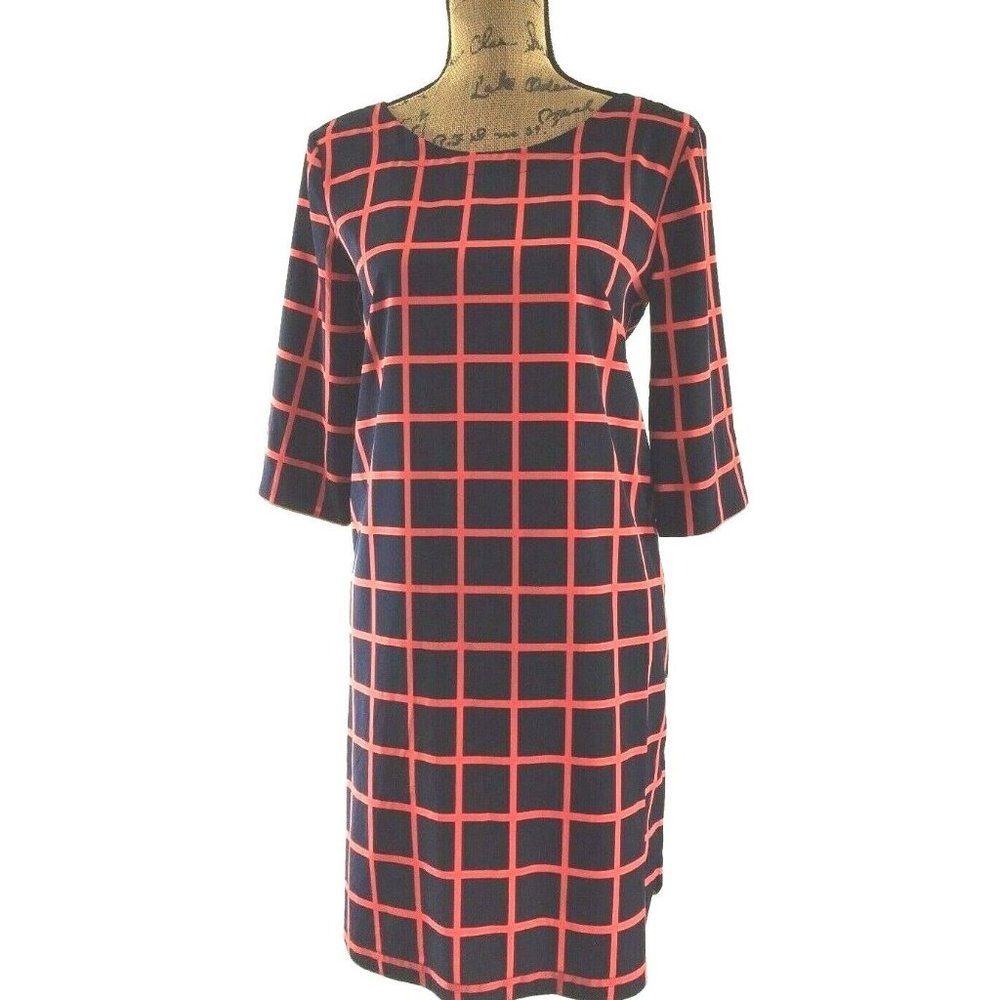 NEW Gap Dress Small red navy blue geometric stripe shift 3/4 sleeve Tunic NWT